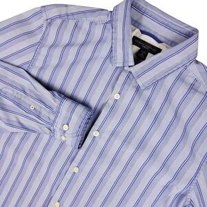 Banana Republic Button Down Shirt Mens M Blue Striped Slim Fit Long Sleeve
